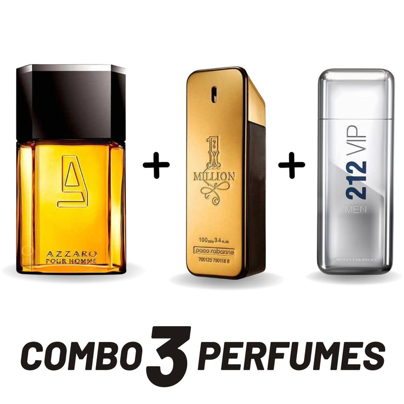 Combo Azzaro + 1 Million + 212 Vip Men - Frete Grátis - Envio Imediato - Brinde