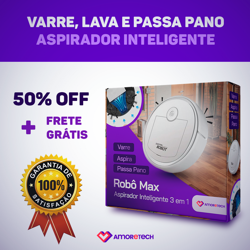 Robô MaxClean - Aspirador Inteligente 3 em 1 BIVOLT - Últimas Unidades com Frete Grátis!