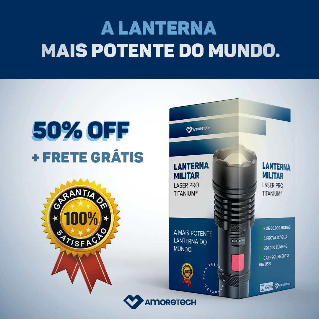 Últimas unidades - Lanterna MILITAR A prova d'água Laser Pro Titanium® - Mais Potente do Mundo [50% OFF]